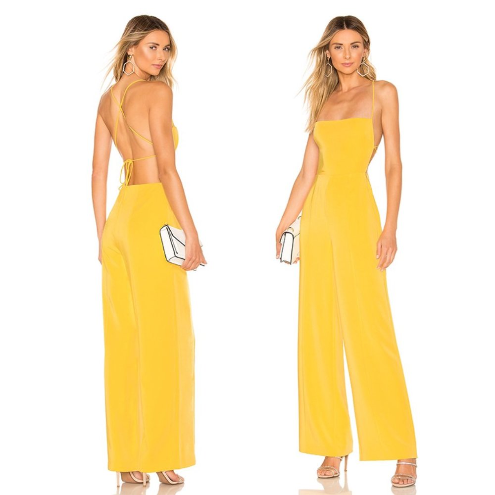 NBD Prosecco Open Back Strappy Lace Up Jumpsuit S